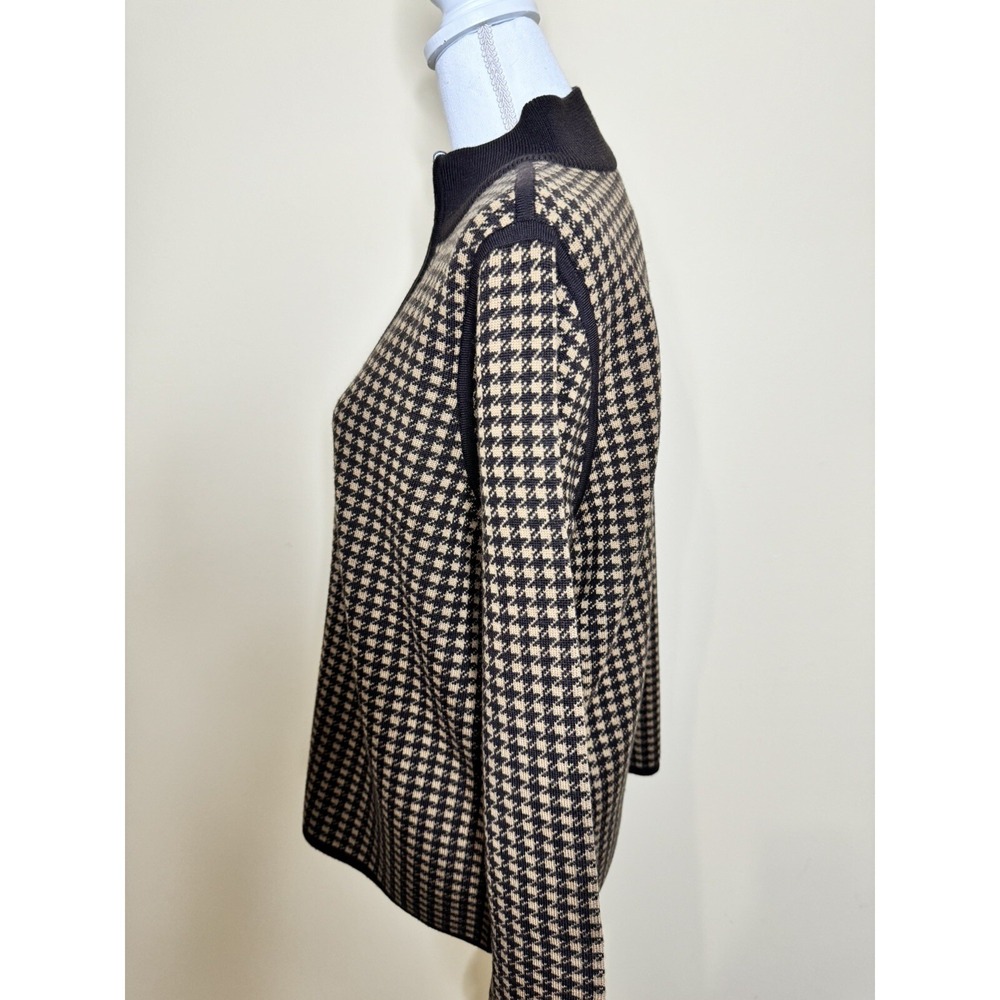 Pendleton Cardigan Womens XL Petite Brown Merino Wool Houndstooth Sweater - Picture 4 of 12